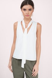 tie neck blouse harlett ivory tank blouse ... APVZIAE