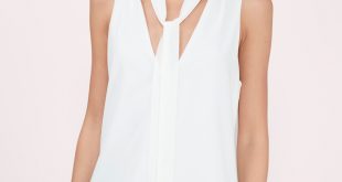 tie neck blouse harlett ivory tank blouse ... APVZIAE