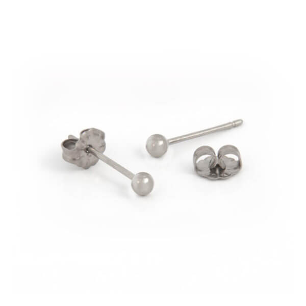 titanium earrings 3mm round bead titanium stud earrings TUBRJNO