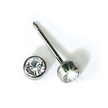 titanium earrings inverness titanium 4mm bezel crystal piercing earrings 17c RTWNQVY