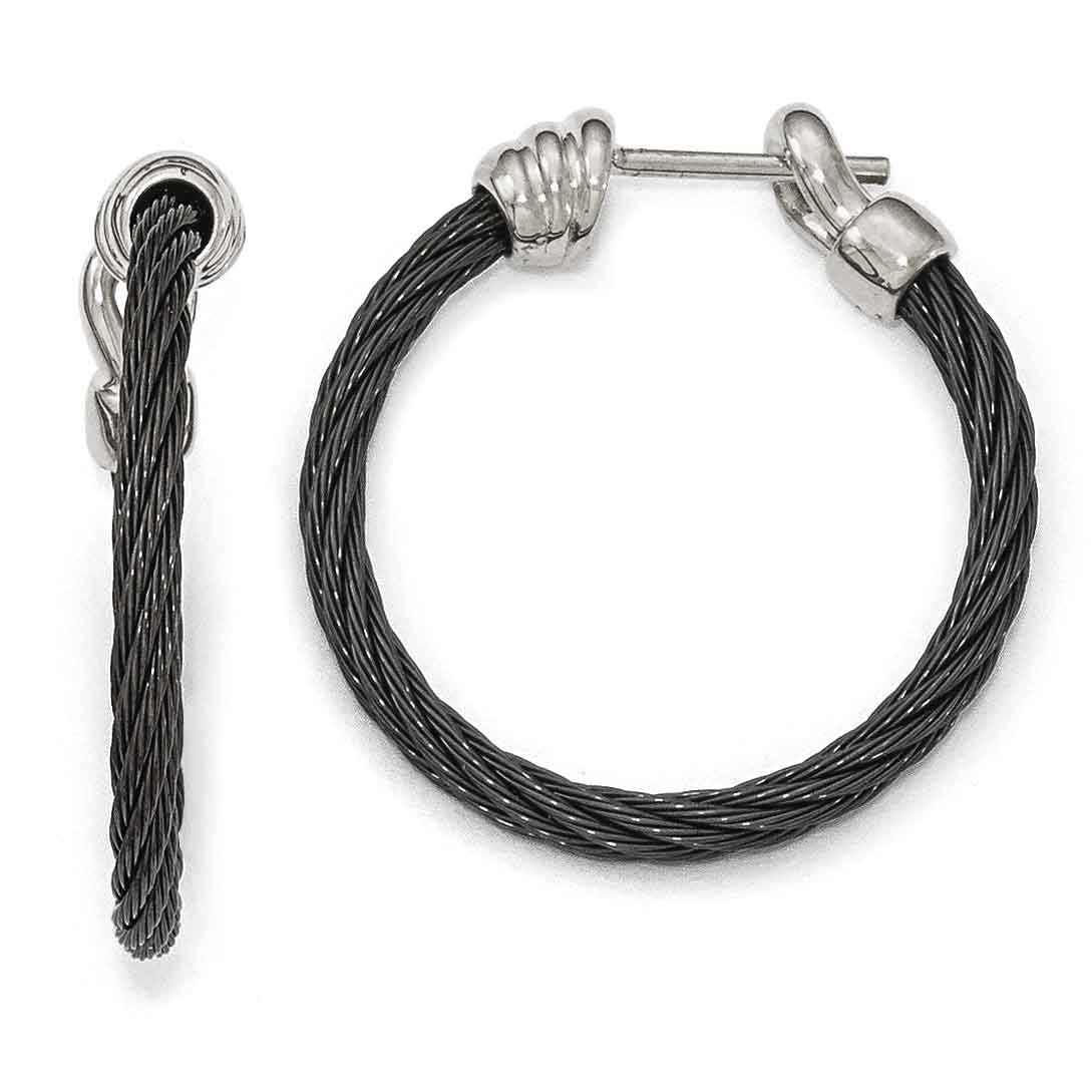 titanium jewelry black titanium cable hoop earrings - black cable earrings by edward mirell ASVJJIP