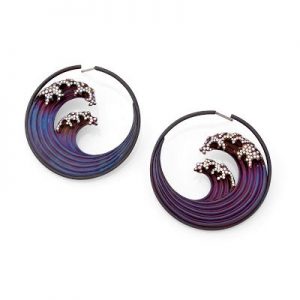 titanium jewelry titanium diamond oceam wave earrings hokusai earrings by garaude of paris ESUWOCC