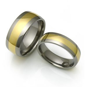 titanium jewelry titanium rings with wide gold inlays EEWFNQK