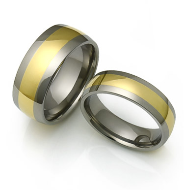 titanium jewelry titanium rings with wide gold inlays EEWFNQK