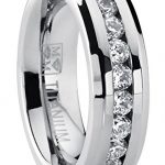 titanium rings 6mm ladies eternity titanium ring cubic zirconia wedding band with cz size KLGUXUM