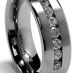 titanium rings 8 mm menu0027s titanium ring wedding band with 9 large channel set VWWUBAZ