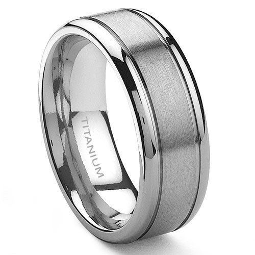 titanium rings amazon.com: titanium 8mm grooved wedding ring size 6-14: jewelry JCFIJFZ