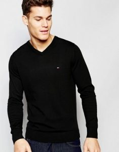 tommy hilfiger v neck jumper in black OKOXLDA