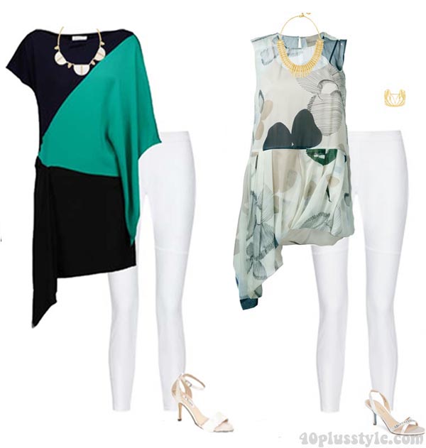 tops to wear with leggings ... how to wear asymmetrical tops with leggings | 40plusstyle.com PBFZBVU