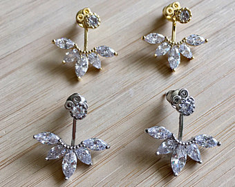 trendy earrings eva earrings. gorgeous cubic zirconia and silver or gold plated jacket SDUXNWM
