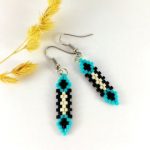 trendy earrings tiny earrings minimalist earrings beaded jewelry blue and black earrings  fashion UVOCIOW