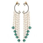 trendy earrings with pearls strings BCOWHHP