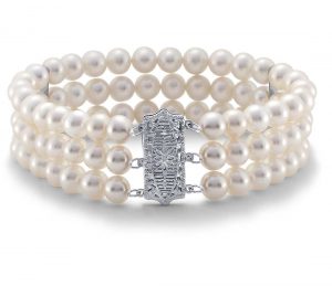 triple-strand freshwater cultured pearl bracelet in 14k white gold  (6.0-6.5mm XBEQXSF