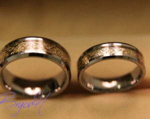 tungsten wedding bands set, matching size tungsten wedding ring, inlay  gold, STFZIXB