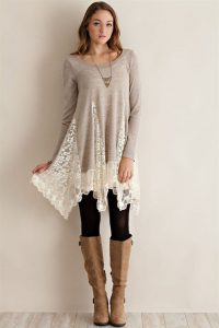 tunic sweaters bottom lace sweater tunic - sand RCNYRUU