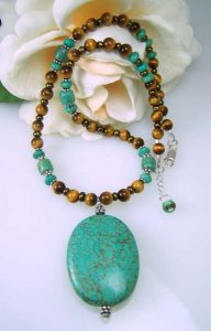 turquoise and tiger eye gemstone necklace project NXHOTLK