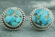 turquoise earrings sterling silver stud earrings, u0027cool aqua radianceu0027 - sterling silver  composite EAMURIK