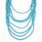turquoise necklace bold beaded strands, multi strand necklace, multi-layered necklace, turquoise  necklace, LIWZDJH