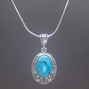 turquoise necklace turquoise sterling silver pendant necklace from indonesia - turquoise  swirls | AQYLOJA