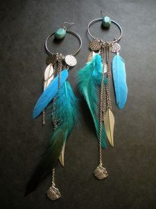 turquoise waters feather earrings by afriquelachic QIDIVAM