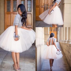 tutu skirts for women cheap 2015 knee length white tulle tutu skirts best organza tulle prom UJUJAUK