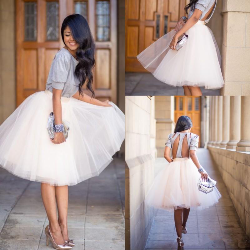 tutu skirts for women cheap 2015 knee length white tulle tutu skirts best organza tulle prom UJUJAUK