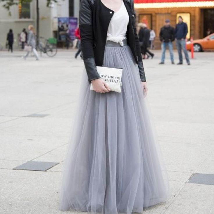 tutu skirts for women top fashion gray tulle skirt a line floor length maxi skirt street style BHYVZRK