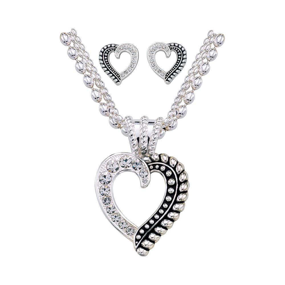 twisted rope and crystals heart jewelry set (js1041) AVMFHJI