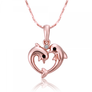 two dolphin heart pendant QNPEQZA