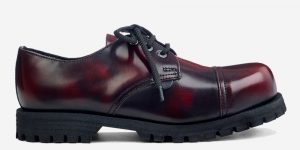 underground shoes tracker 3 eyelet steel cap shoe - burgundy rub-off leather - single sole ELNMQFX