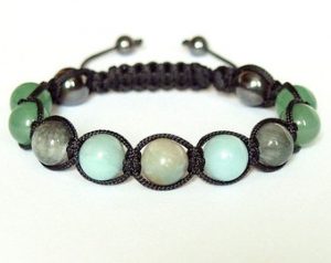 unique bracelets amazonite and jade mens adjustable shamballa bracelet, handmade black and  blue RUGSAGE