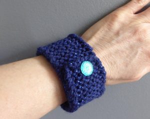 unique bracelets knit bracelet, blue yarn, blue buttons, cuff bracelets for women, handmade NPHRDVI