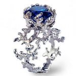 unique engagement rings coral blue sapphire engagement ring, statement ring, sterling silver blue  sapphire KFGWQSP