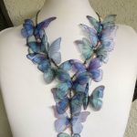 unique necklaces statement butterfly necklace - blue morpho silk organza butterflies - one XLYESCD