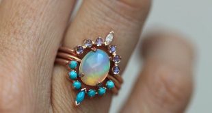 unique wedding rings ocean engagement ring set, solitaire fire opal with moonstone ring and ISMBTYH