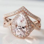 unique wedding rings unique wedding ring set 7x10mm pear cut morganite engagement ring QLYDUXO