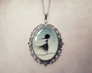 unusual jewellery art to wear, art necklace, blue art pendant, unusual jewelry, unique gifts TEWHKNL