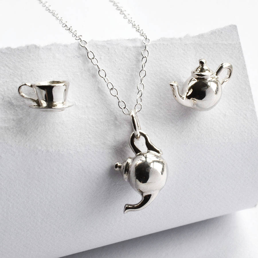 unusual jewellery silver teapot jewellery set JNAKSNI