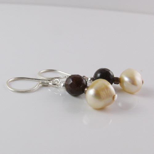 unusual jewellery unusual pearl semi-precious drop earrings handmade jewellery design IUDWDHJ