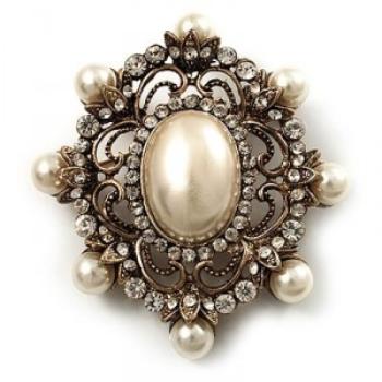 vintage brooches antique gold filigree ivory pearl corsage brooch RDNHYKE