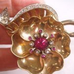 vintage brooches signed marcel boucher articulating vintage jewelry flower rhinestone brooch  gold tone YTWTYHB