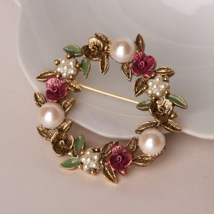 vintage brooches vintage brooch faux pearls and enamel flowers XBSJALZ