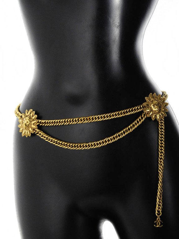 vintage chanel gold chain belt with lion head medallions 2 NVBSSMA