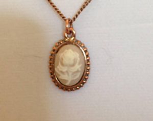 vintage copper flower cameo necklace YUBTIHE