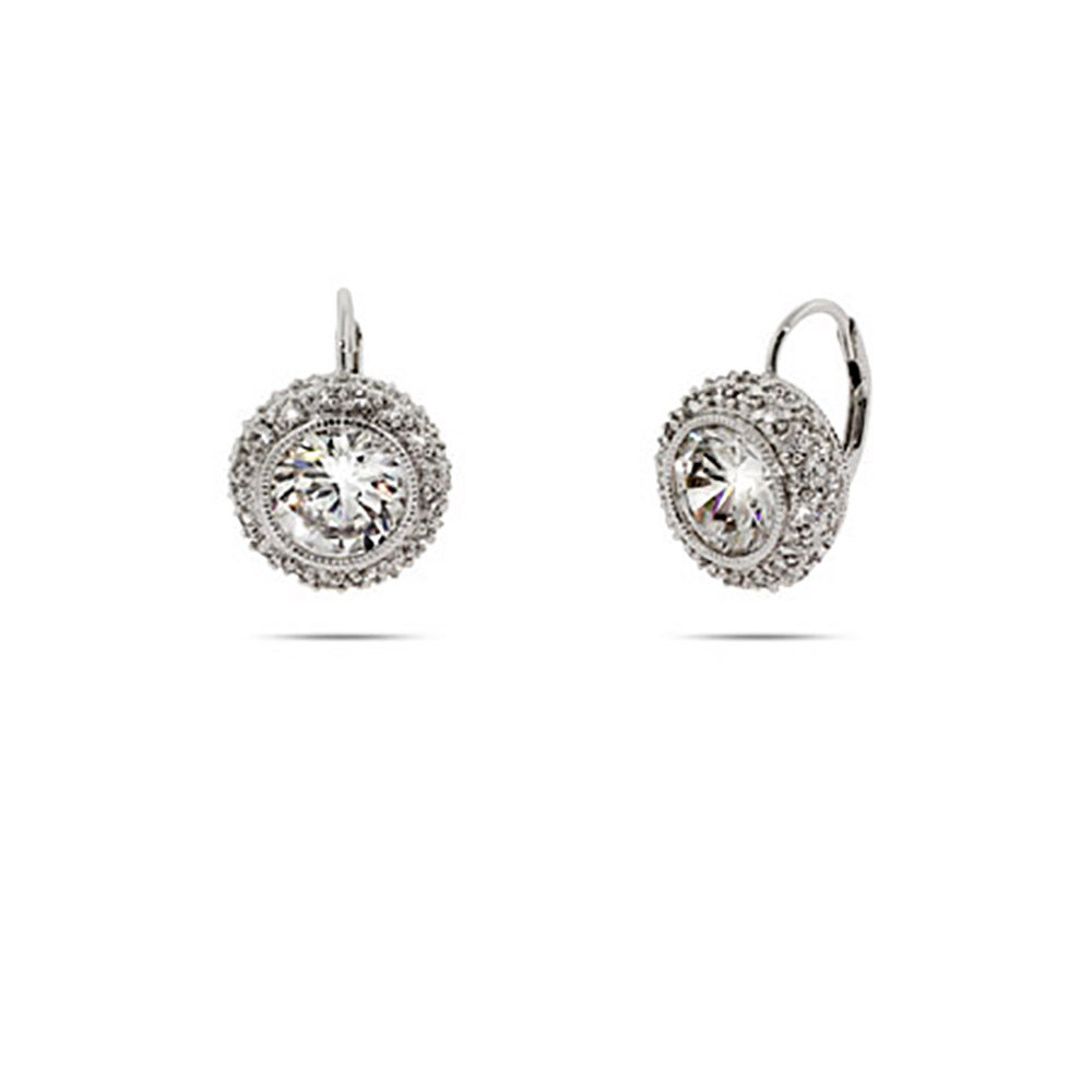 vintage earrings cz sterling silver leverback earrings CGDEZMW