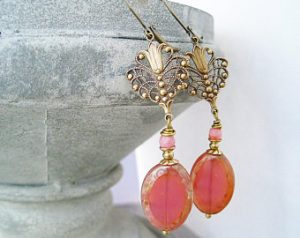 vintage earrings earrings apricot vintage oriental dangles nude earrings salmon vintage  earrings oriental JVPIGDD