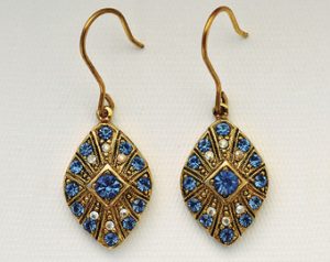 vintage earrings riviera-italian vintage jewelry, swarovski crystal, blue VFXSBCY