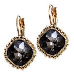 vintage earrings vintage style austrian crystal lever back earrings - antique gold/black  diamond DVECKPK