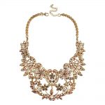 vintage hollow flowers statement collar necklace gold chunky necklaces  pendants women VLPAIWN