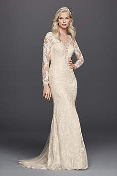 vintage lace wedding dress long sheath vintage wedding dress - galina signature FSIBZFR